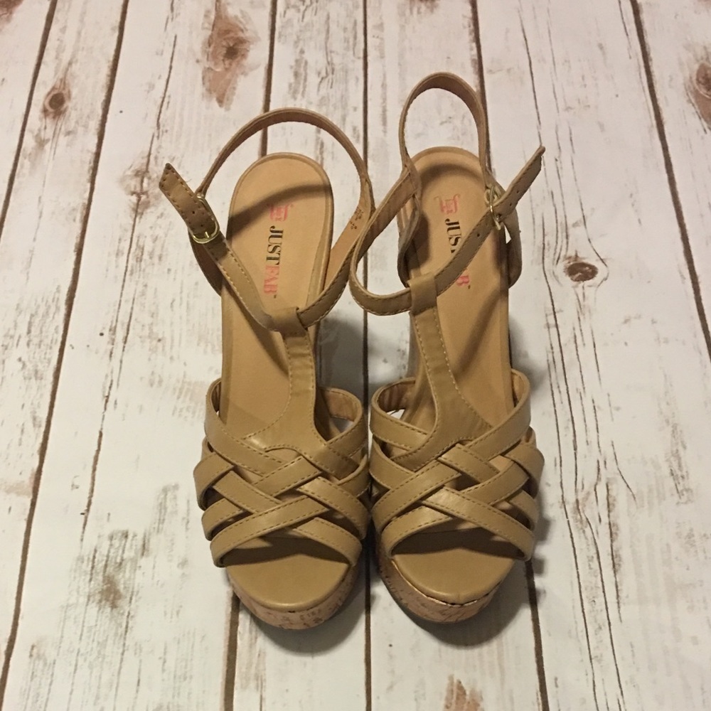 Just Fab Nude Sandal Wedges